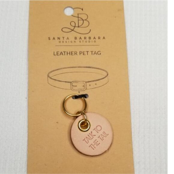 Santa Barbara Leather Pet Tag Talk to the Tail Dog Cat - Picture 1 of 3